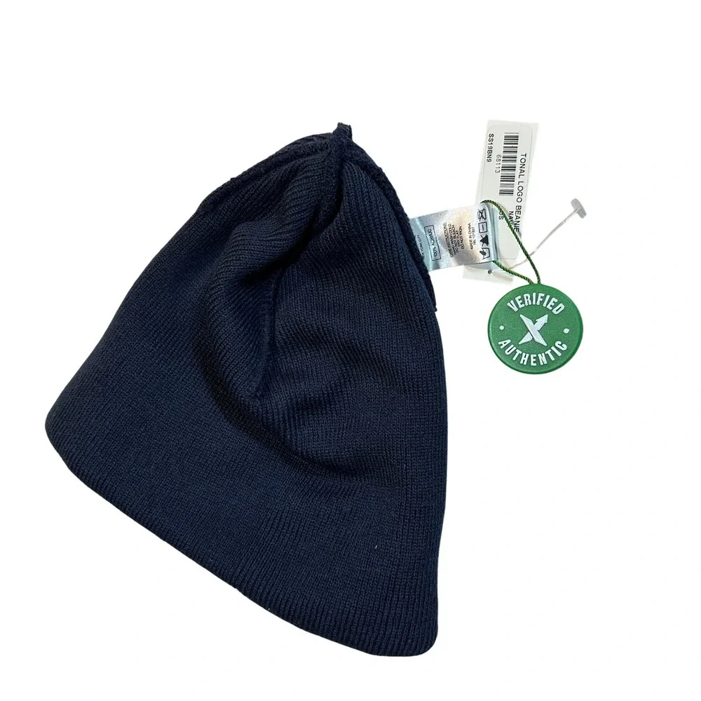 NWT Supreme Paris‎ Tonal Logo Beanie Hat Menswear Knit Navy Blue Authentic SS19